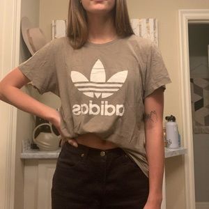 Army green adidas graphic T
